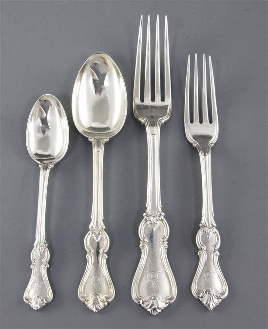 A canteen of Victorian silver double struck Albert pattern flatware by Elizabeth Eaton, approximately 338 oz.